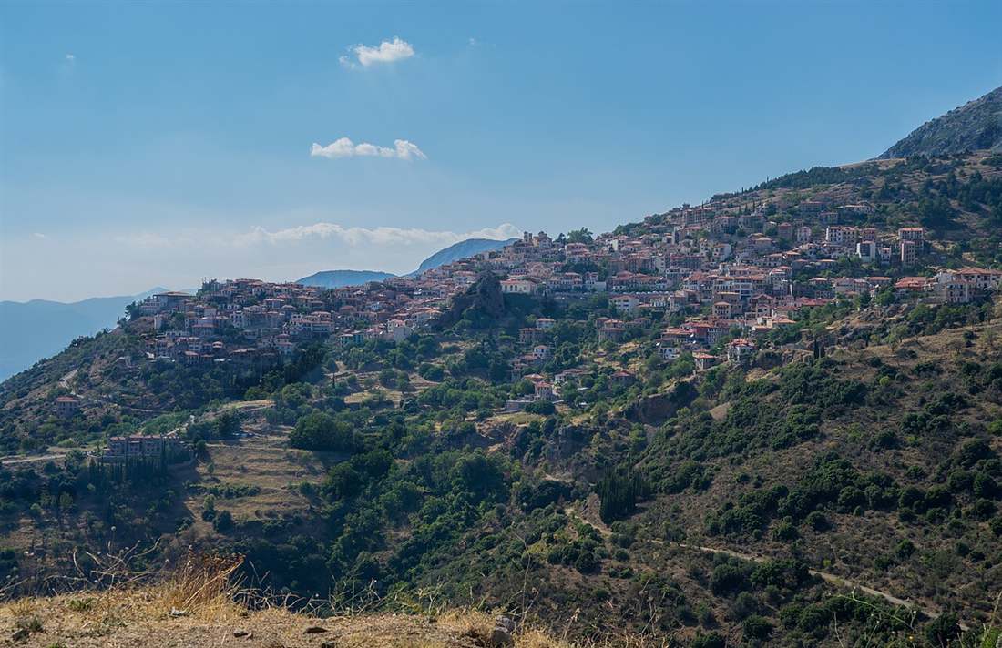 The stone town of Arachova on the flank of Mount Parnassus, an alternative base near Delphi