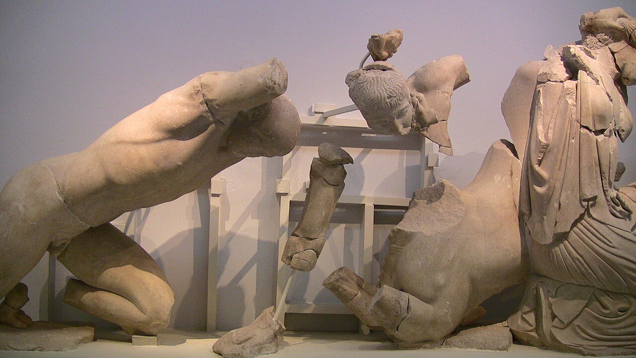 Sculpted pediment of the Temple of Zeus in the Archaeological Museum of Olympia
