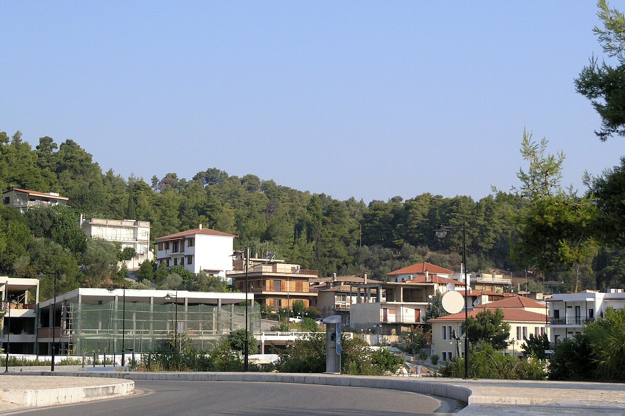 A street in the green town of Archaia Olympia, the village beside the archaeological site