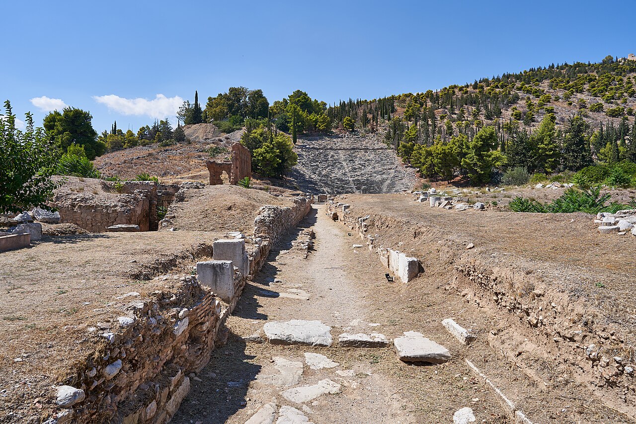 The great ancient theatre of Argos cut into the hillside