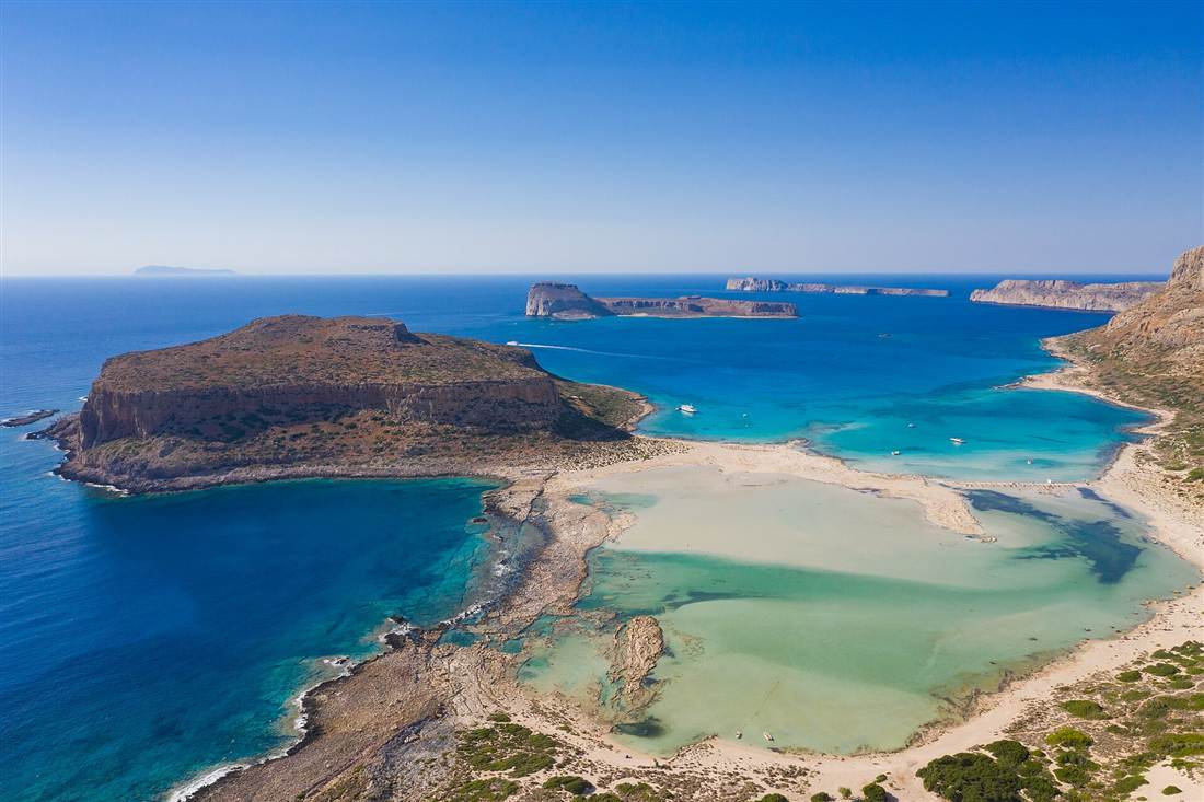The turquoise Balos lagoon on the Gramvousa peninsula near Chania