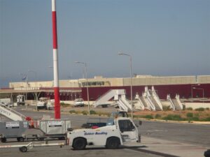 Chania International Airport terminal on the Akrotiri peninsula