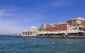 The Chania Venetian old harbour seafront, a short walk from Nea Chora