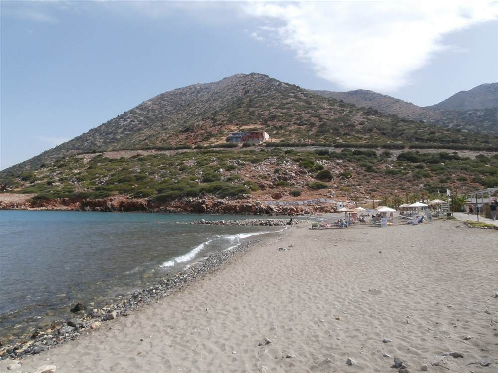 A sheltered sand-and-shingle cove beach at Bali on the north coast of Crete