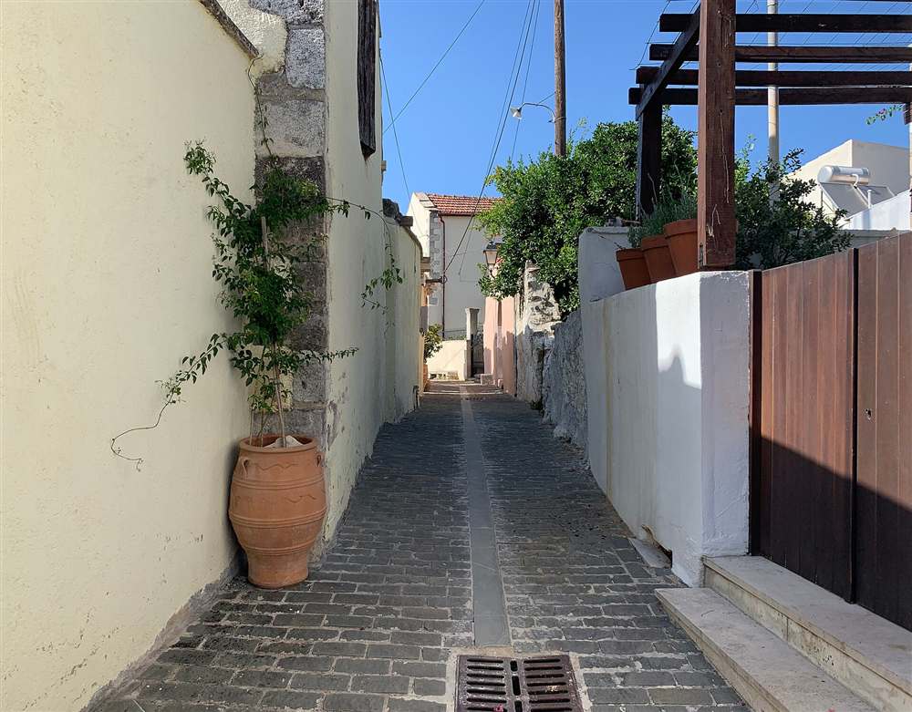 A cobbled stone lane in the traditional Apokoronas village of Gavalochori near Chania, Crete