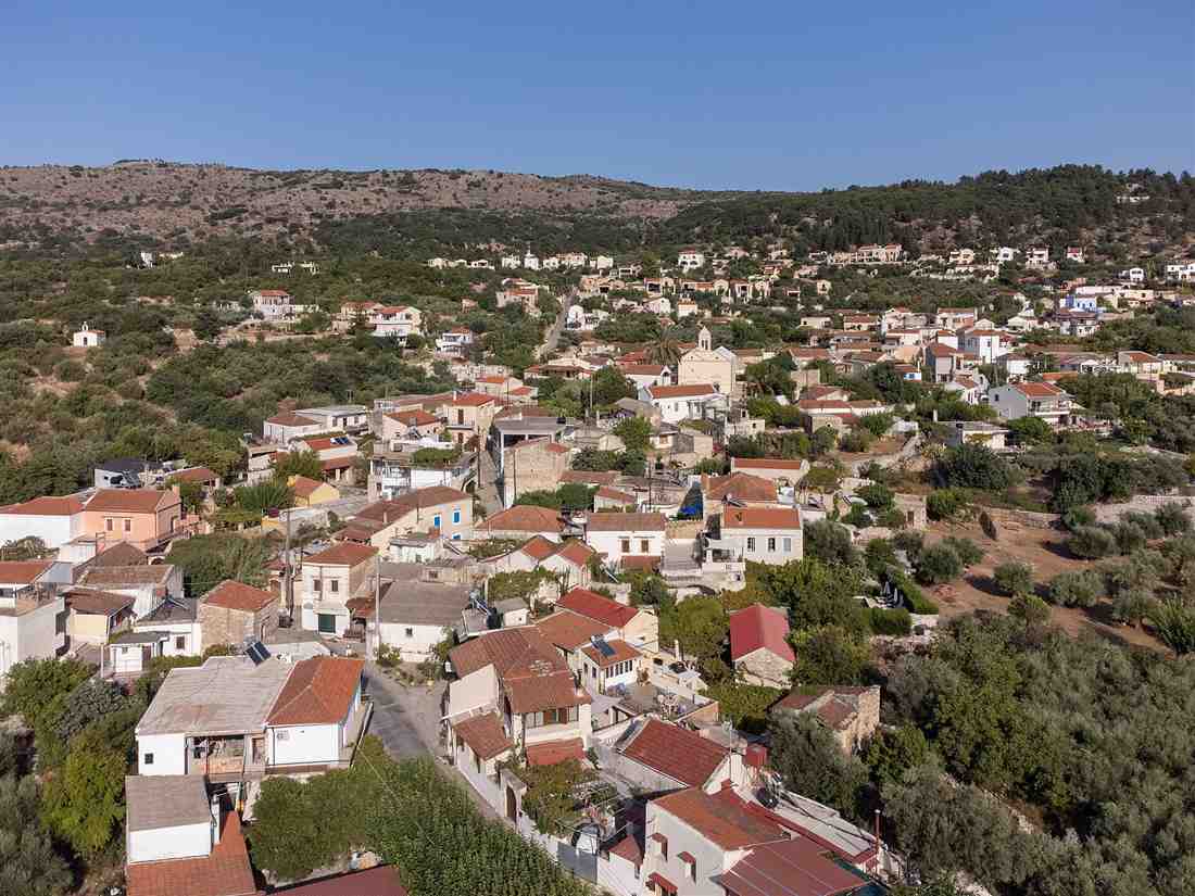 The traditional stone village of Gavalochori spread over the hills of the Apokoronas near Chania, Crete