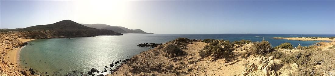 The wild beach and turquoise bay of Agios Ioannis on Gavdos, the southernmost island of Europe