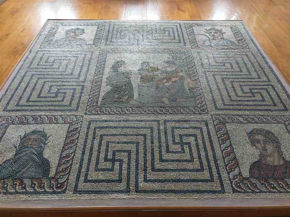 The Roman mosaic of the Seasons in the Archaeological Museum of Kissamos, Crete