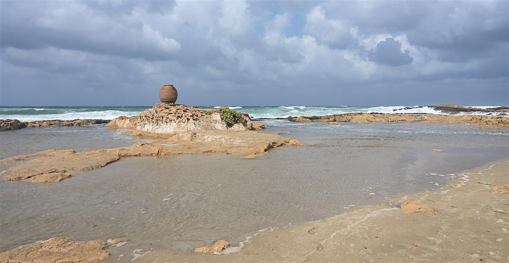 The sandy beach at Malia on the north coast of Crete