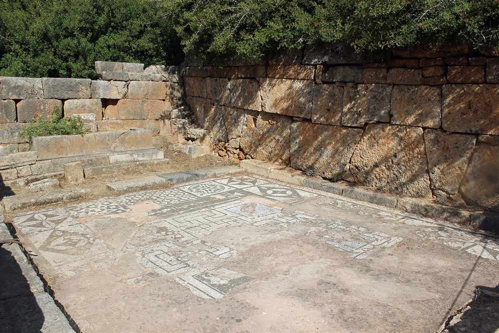 The ancient temple of Asclepius and its mosaic floor at Lissos near Sougia, Crete