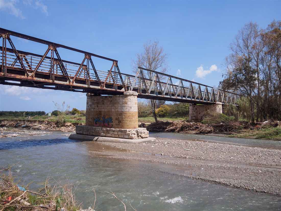 The old iron road bridge over the Tavronitis river west of Chania, a key objective of the Battle of Crete