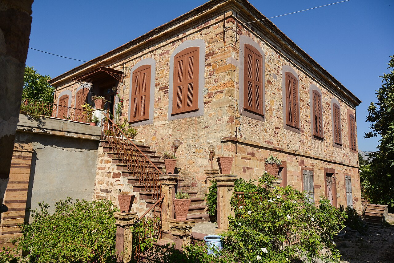 A traditional walled estate house in the Kampos plain of Chios