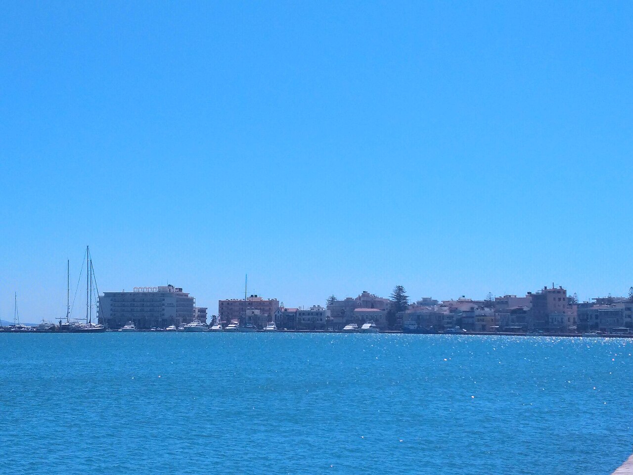 A view over the port of Chios Town from the waterfront