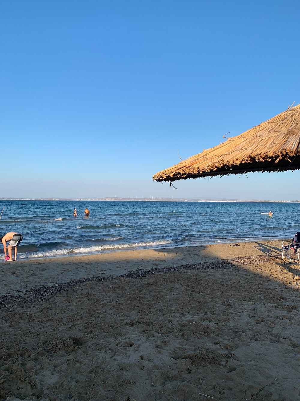 The sandy beach at Karfas, the main resort base on Chios, near Chios Town