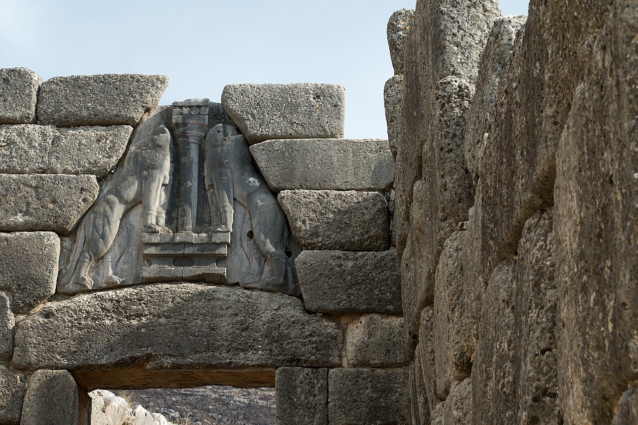 The Lion Gate at the Bronze Age citadel of Mycenae near Nafplio