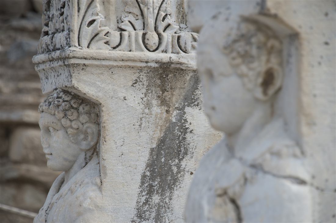 A carved relief figure at the Hercules Gate on Curetes Street, Ephesus