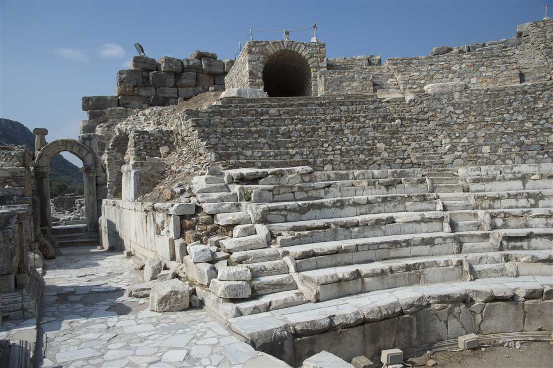 The Odeon in the upper city of Ephesus, a stop on the one-day walk