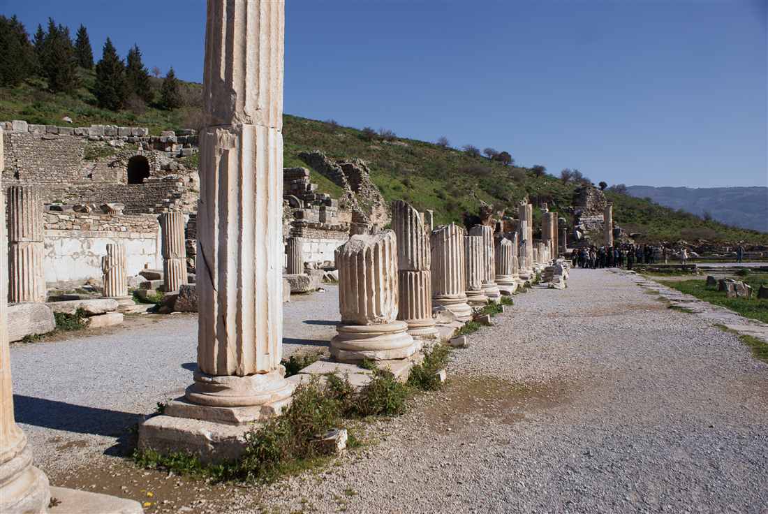 The colonnade of the State Agora in the upper city of ancient Ephesus