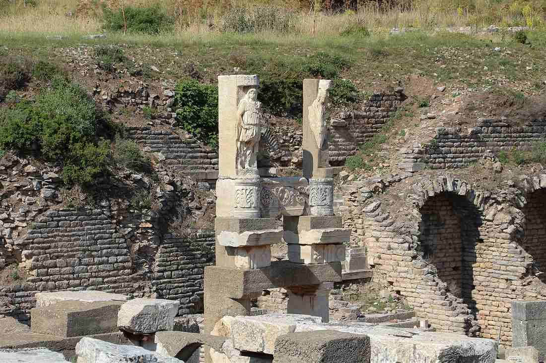 The terrace of the Temple of Domitian with its statue figures at Ephesus