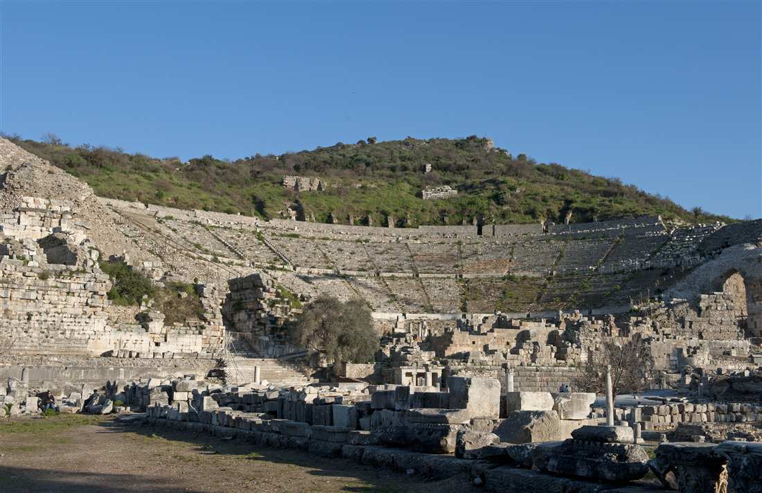 The Great Theatre of Ephesus set into the slope of Mount Panayir above the stage building