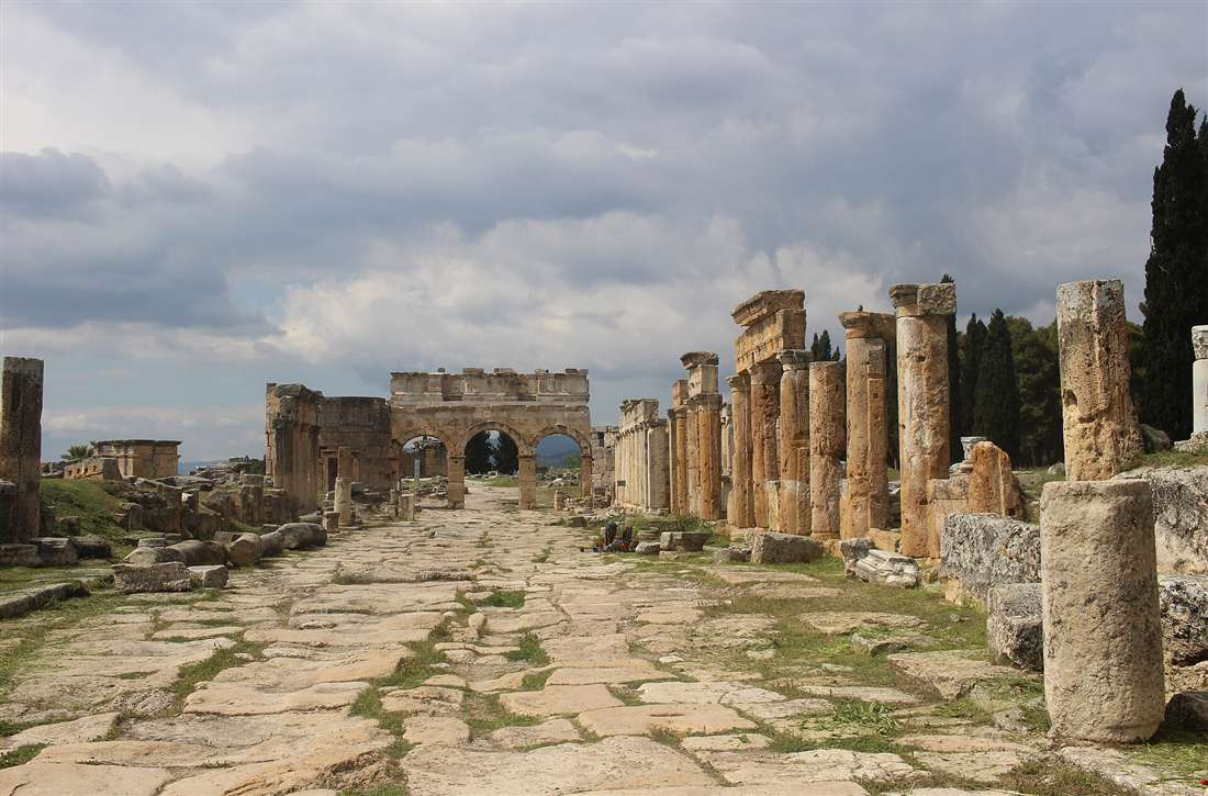 The colonnaded Frontinus Street running through Hierapolis from the gate