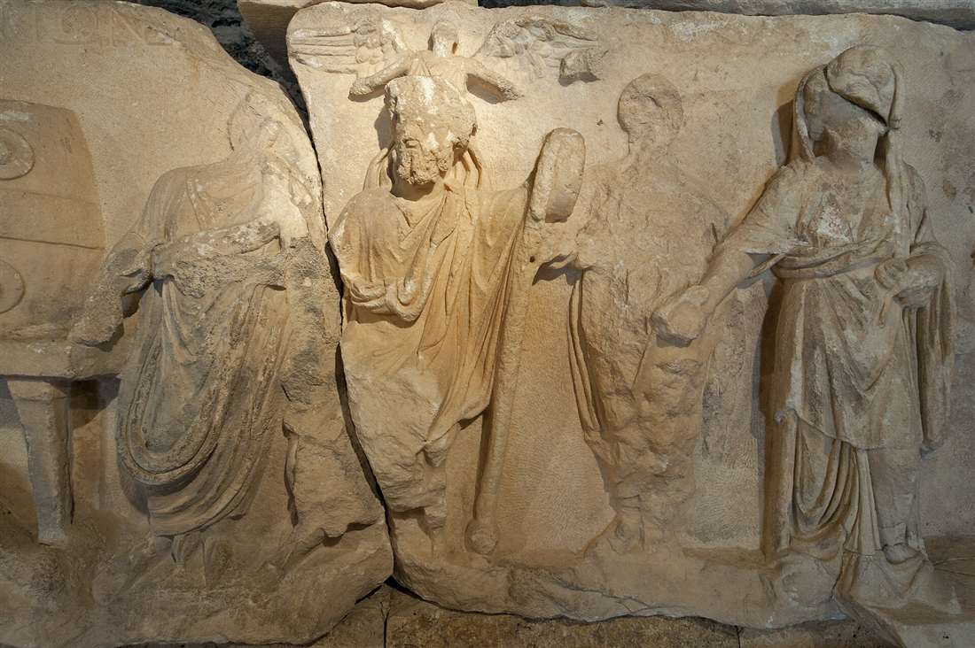 A marble frieze from the scaenae frons of the theatre of Hierapolis in the museum