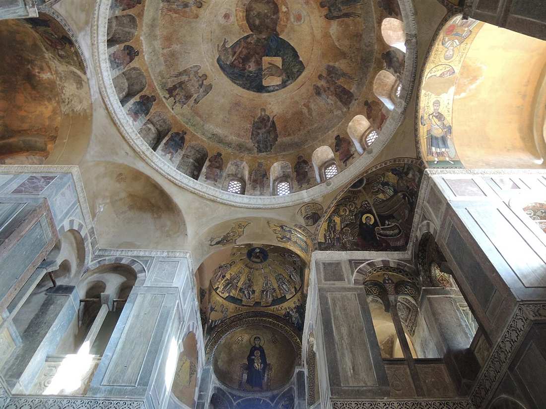 The gold-ground mosaics and dome of the Katholikon at Hosios Loukas monastery