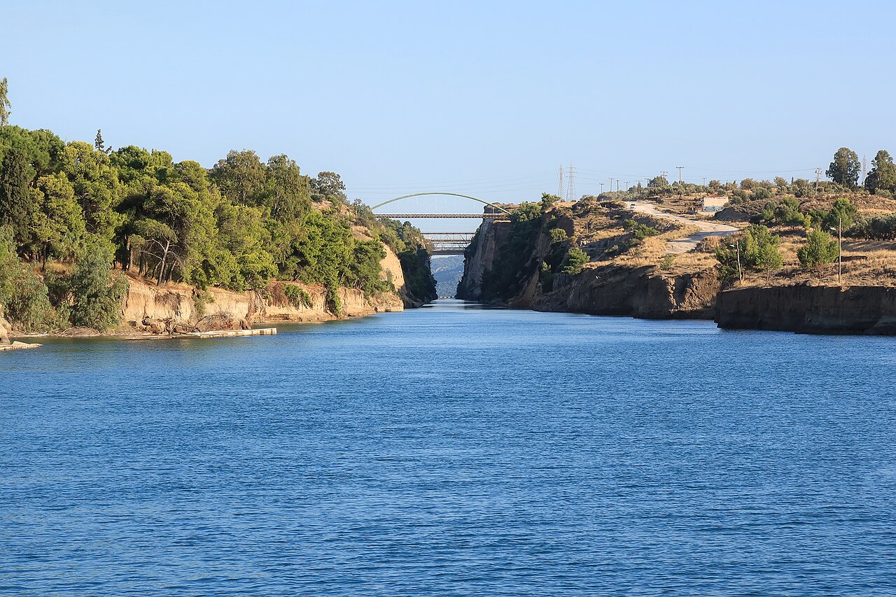 The Corinth Canal on the coastal route from Athens to Ancient Olympia