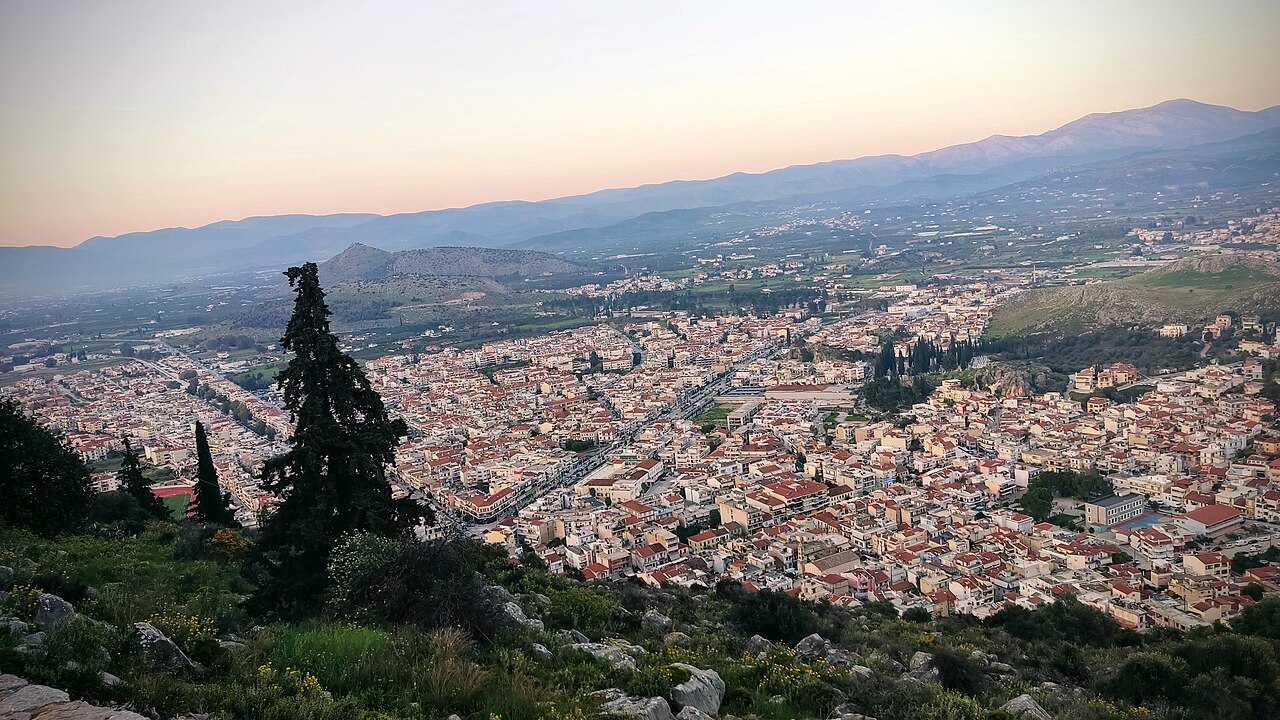 Panorama of Nafplio with Palamidi, the old town and the Argolic Gulf