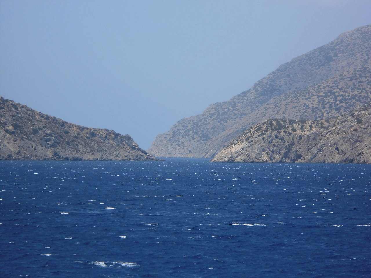 The narrow strait between Karpathos and the islet of Saria, crossed on the day trip