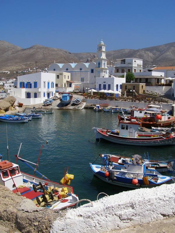The old harbour of Bouka at Fry, the capital of Kasos
