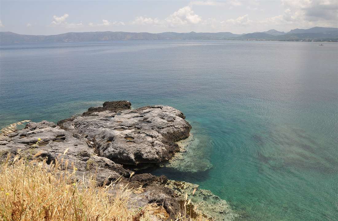 The clear turquoise water of the Gulf of Kissamos below Kastelli in west Crete