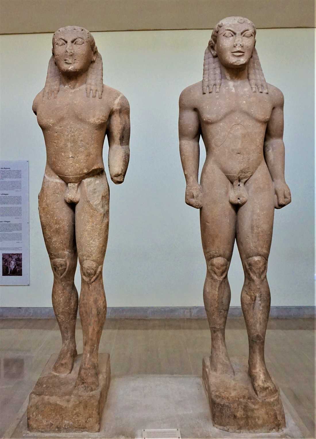 The twin Kleobis and Biton kouroi in the Delphi Archaeological Museum