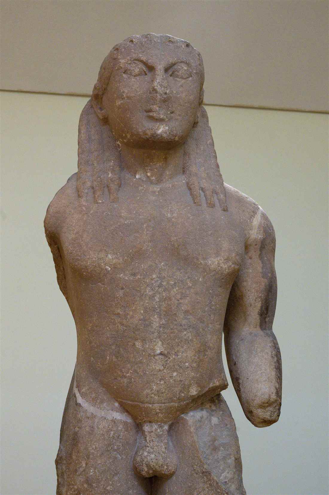 Kleobis and Biton, the Archaic kouroi carved by Polymedes of Argos, at Delphi