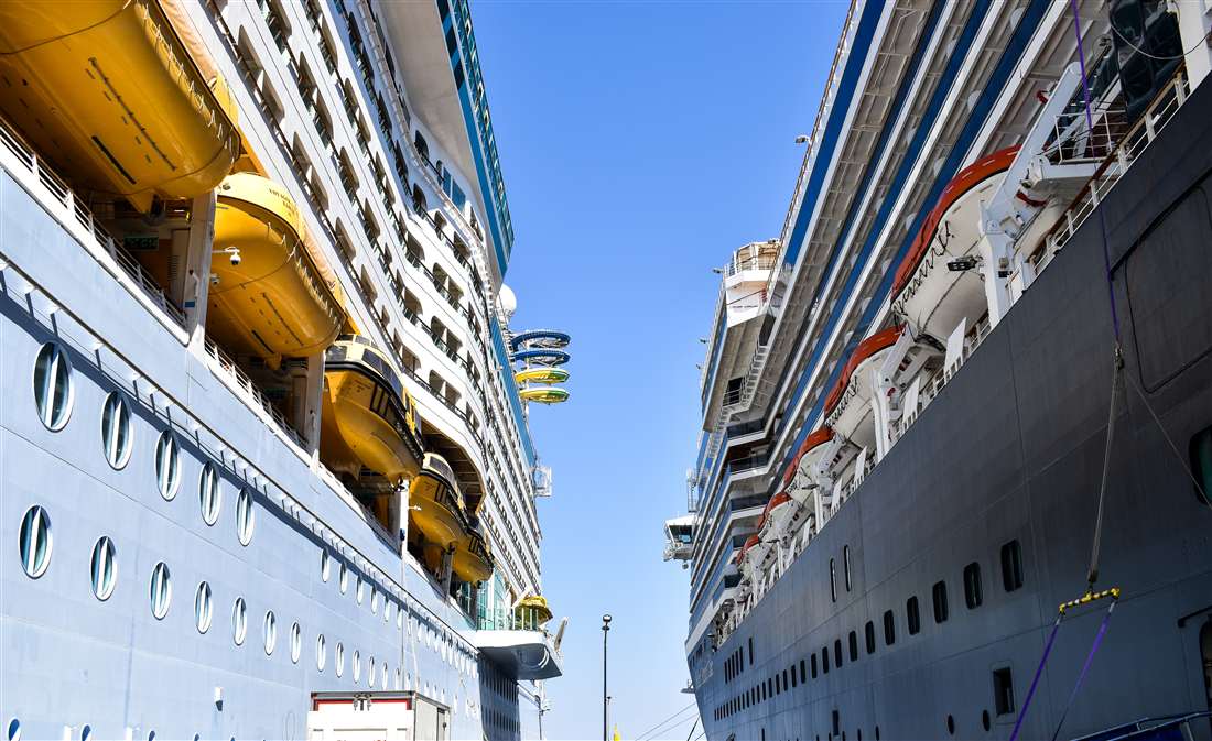 Cruise ships docked at the Kusadasi port, the gateway for the Ephesus shore excursion