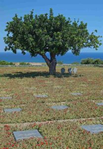 The rows of graves at the German war cemetery in Maleme, Crete