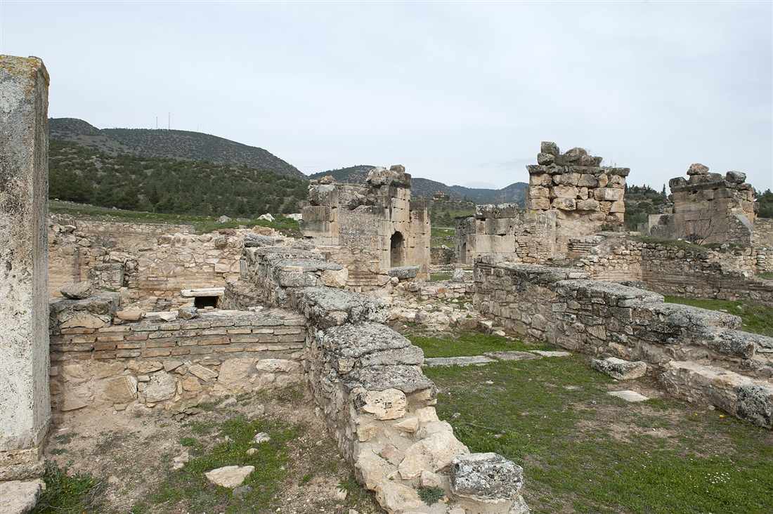 The excavated Martyrium of St Philip on the hill above Hierapolis