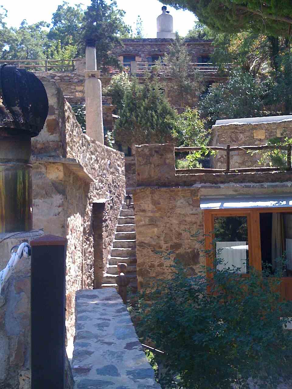 The restored stone houses of the Milia eco-village in the mountains of west Crete