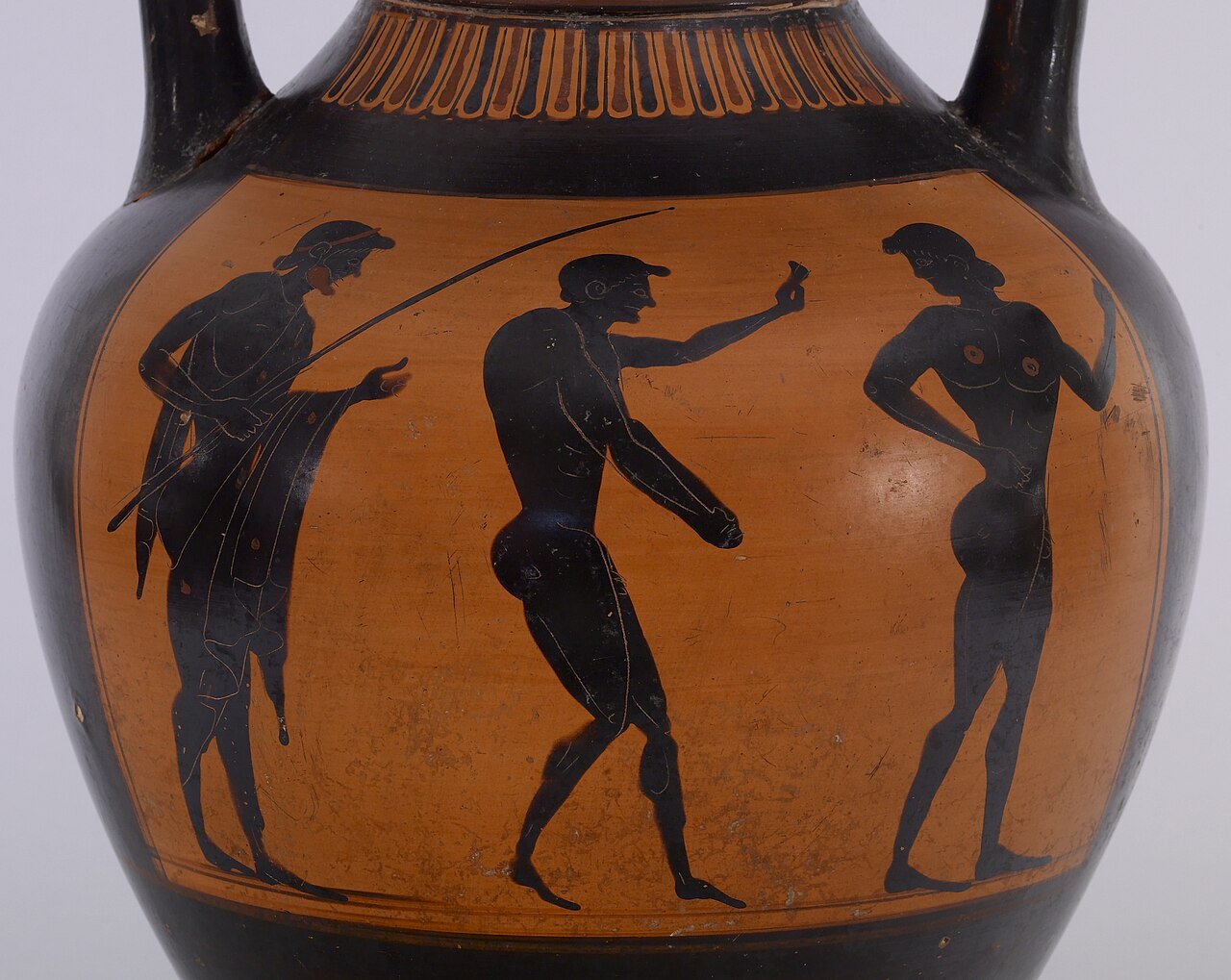 Ancient Greek vase painting of an athlete, evoking the disciplines shown in the Museum of the History of the Olympic Games