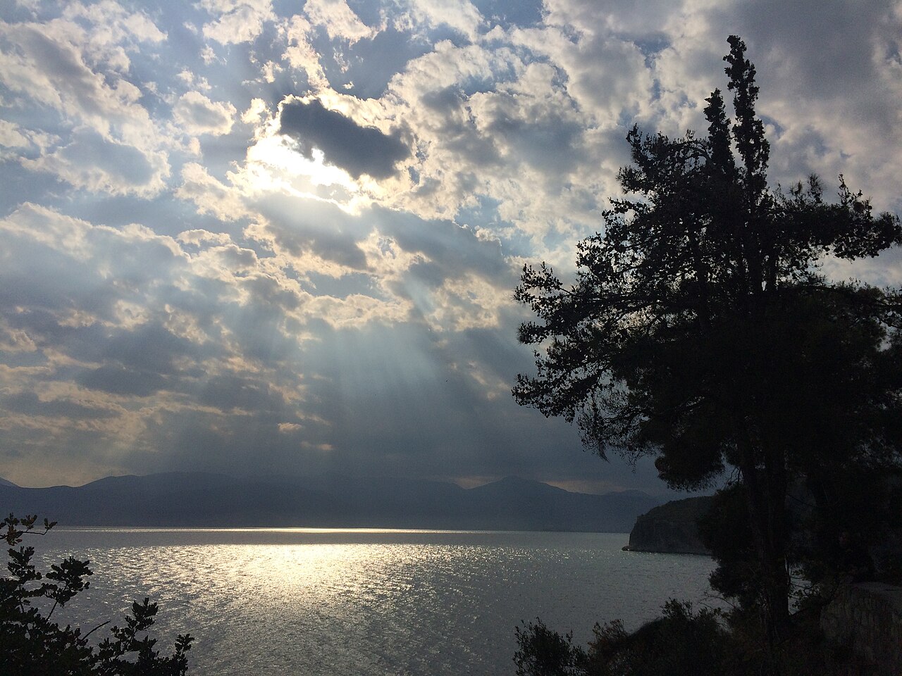 The pebble cove of Arvanitia and the Argolic Gulf at Nafplio