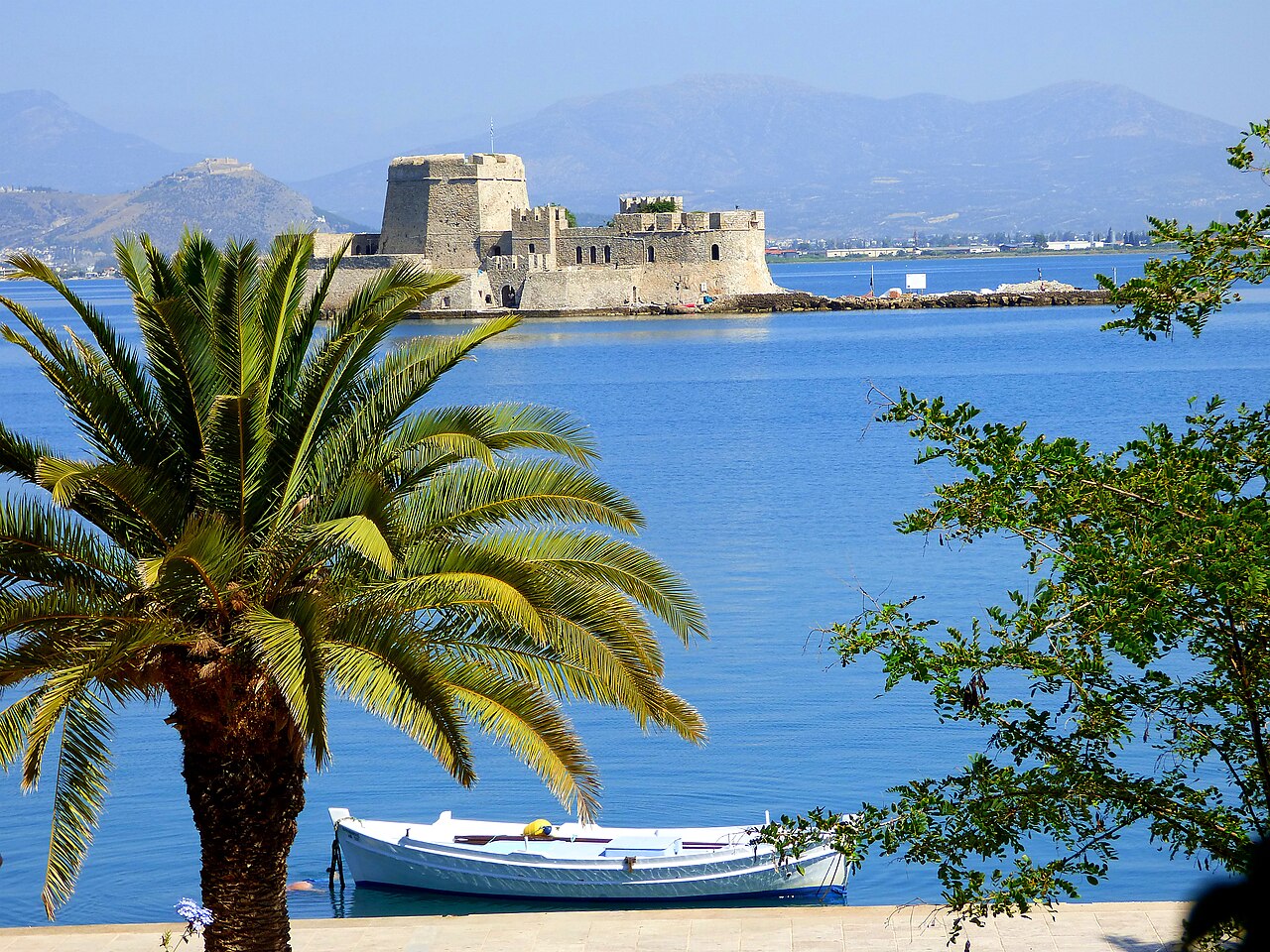 The Venetian island castle of Bourtzi in the harbour of Nafplio