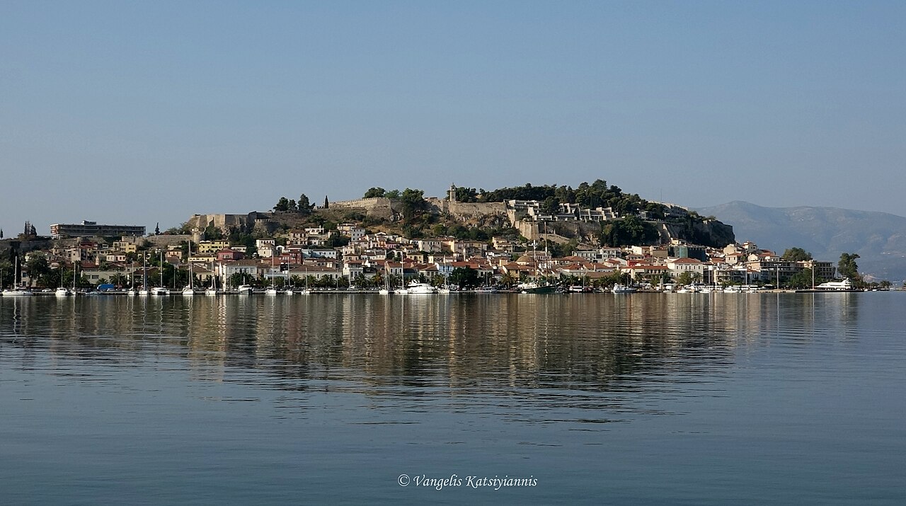 The old town of Nafplio beneath the Acronafplia ridge