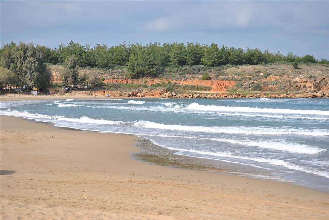 The sandy town beach at Chania near Nea Chora, west of the old harbour