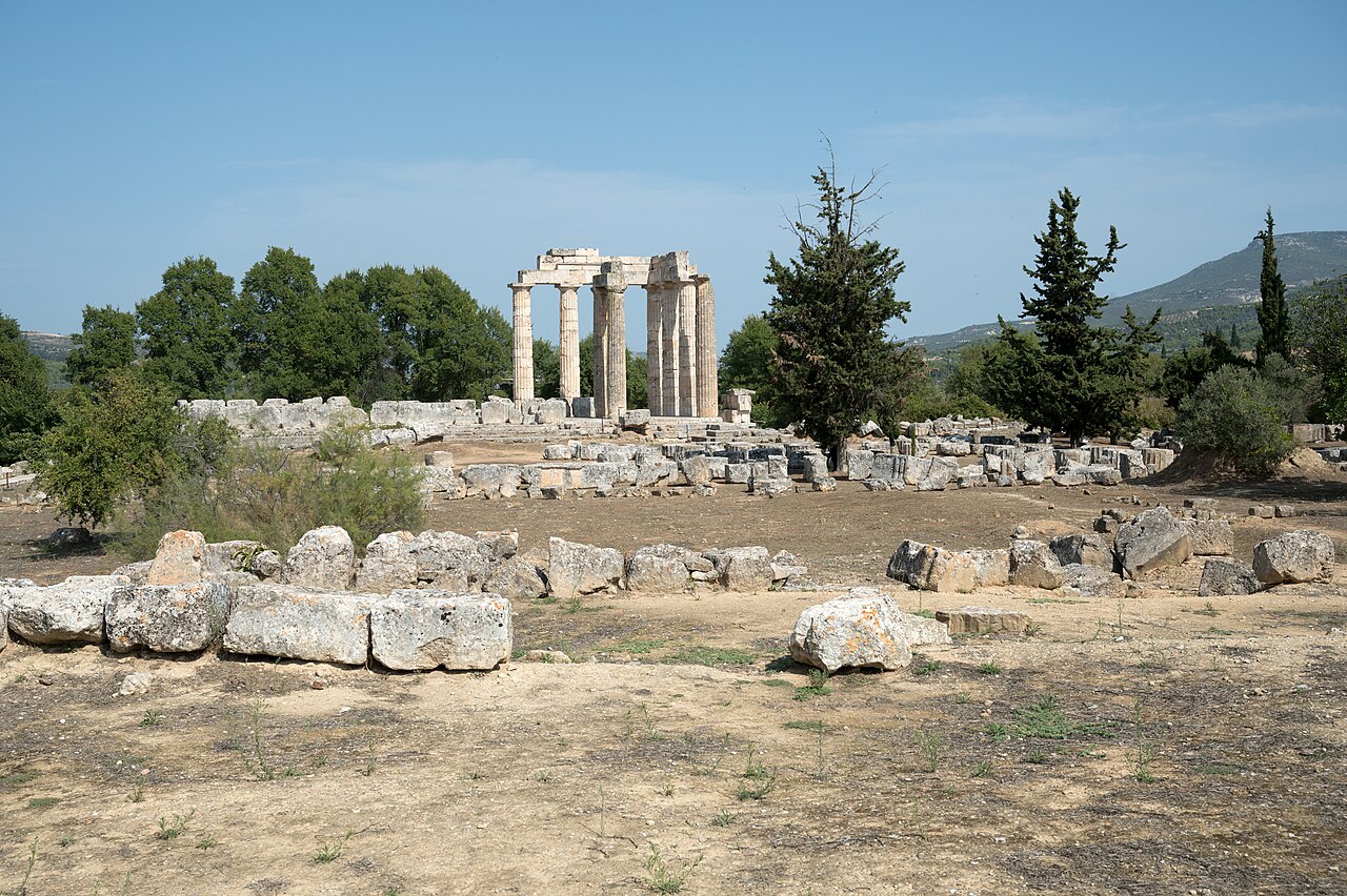 The re-erected columns of the Temple of Zeus at Ancient Nemea