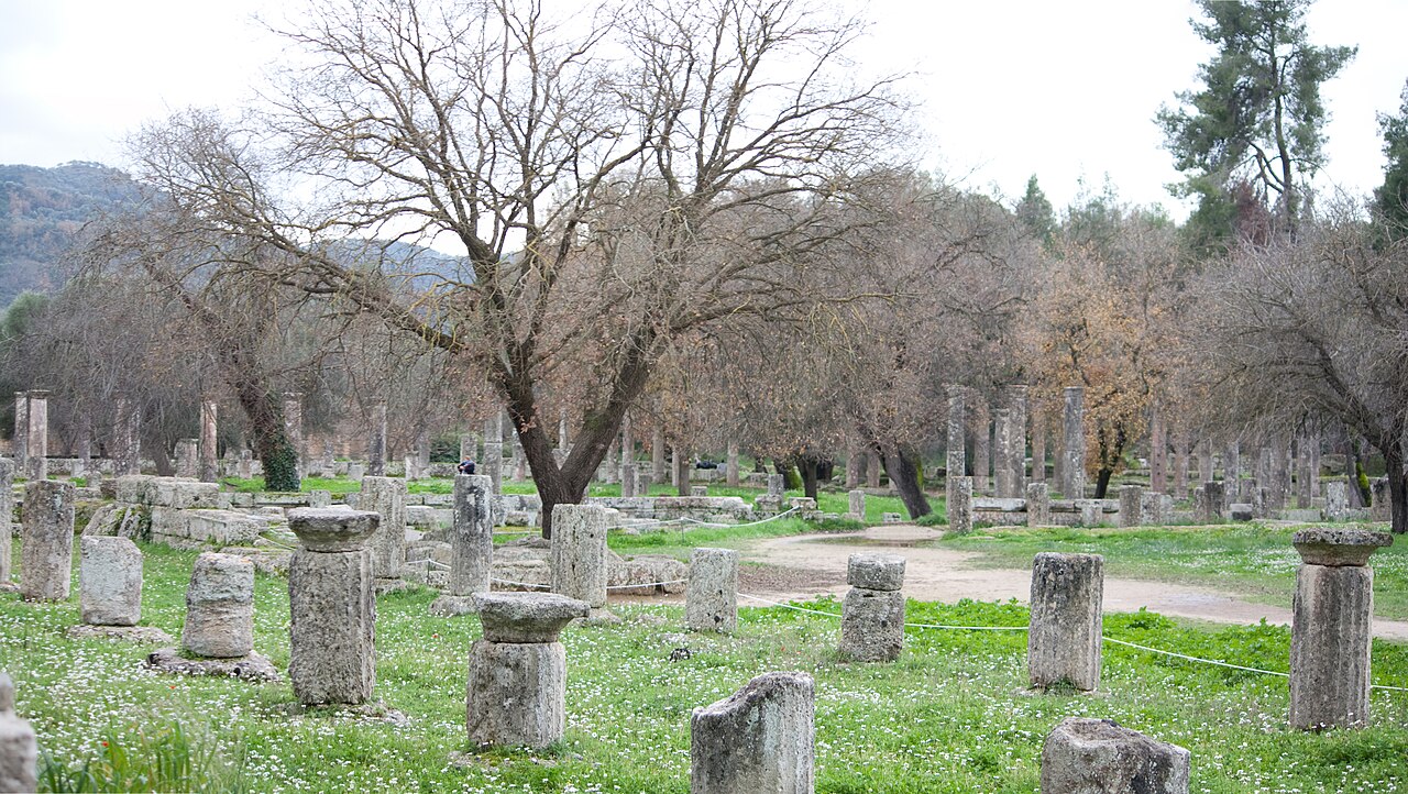The columns of the Palaestra training ground at Ancient Olympia