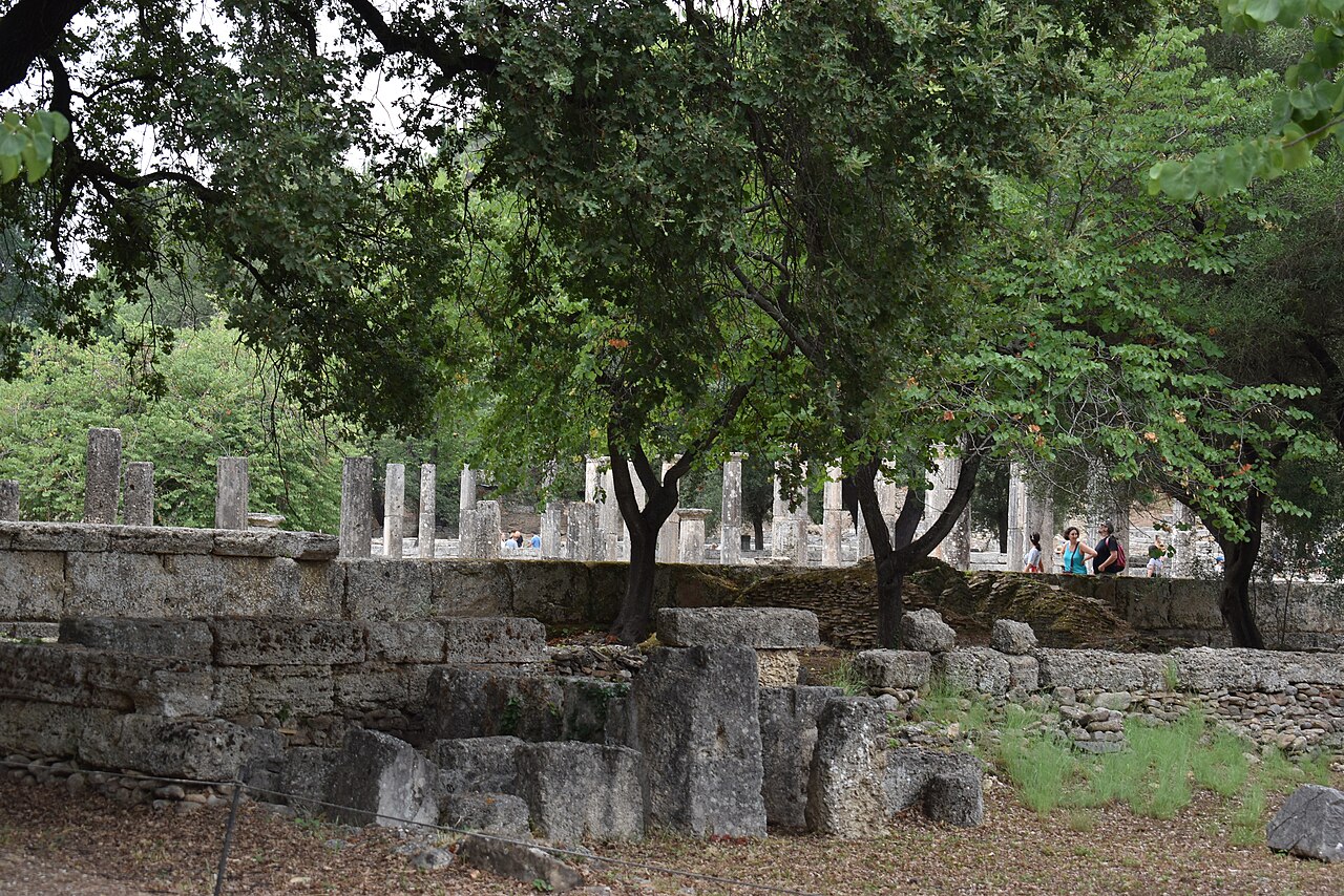 The open, flat ruins of Ancient Olympia, easy for families to explore with children