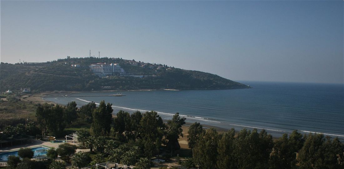 The long sandy Pamucak beach on the Aegean near Ephesus