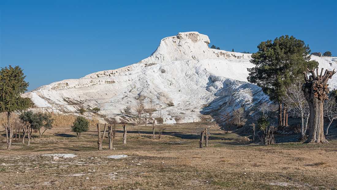 The white travertine terraces of Pamukkale, the start of the journey to Cappadocia