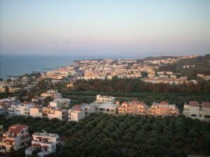 The view over Platanias resort and coast from the old hill village