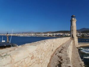 The Venetian harbour lighthouse at Rethymno, a stop between Chania and Heraklion